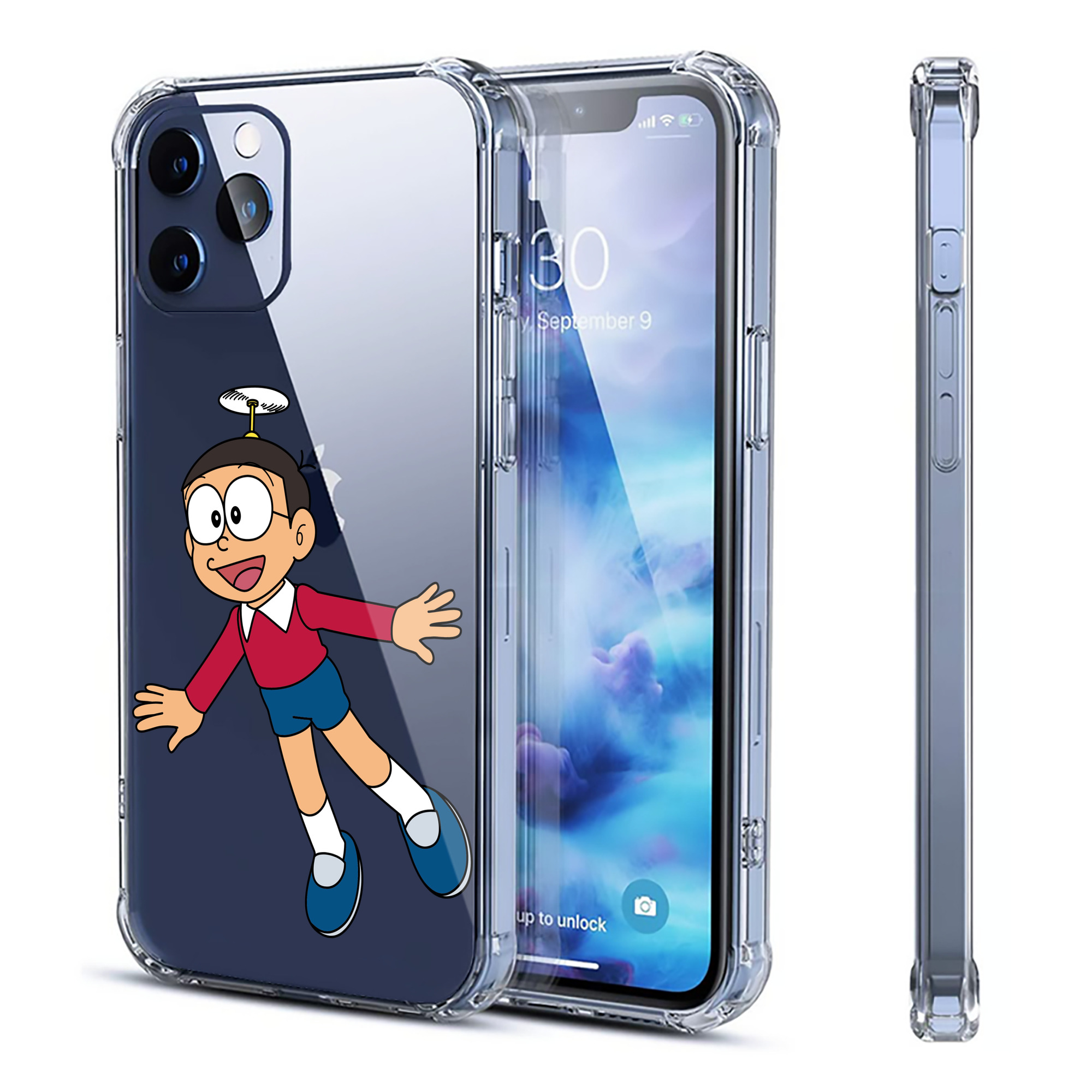 （画像用） ドラえもん 野比 のび太 Doraemon Nobita Nobi 【iPhone 12シリーズ対応】透明スマホケース（クリアソフトケース）
